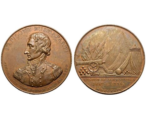 GREAT BRITAIN. Bronze Medal, 1799. Unsigned, on Napoleon's landing in Alexandria. Struck in 1799.Obv.: NAPILONE BUONAPARTE / 