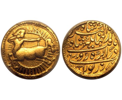 INDIA. MUGHAL EMPIRE. Nur al-Din Muhammad Jahangir, AH 1014-1037 (1605-1627 CE).Gold Mohur, AH 1031//16 (1620). Agra. Class A