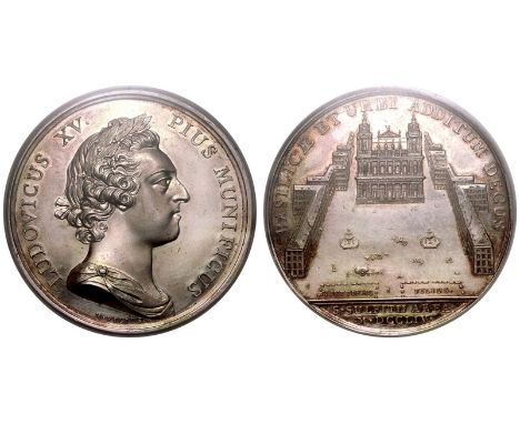 FRANCE. Louis XV, 1715-74. Silver Medal, 1754. On the construction of Place Saint-Sulpice in Paris 1754, Paris.Obv.: LOUIS XV