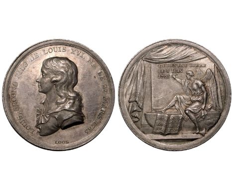 FRANCE. Silver Medal, 1795. By Loos on the execution of Louis XVII.Bust portrait of the child left. / Behind a drawn curtain,