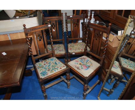 Four tapestry high back dining chairs