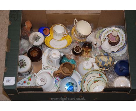 Quantity of cabinet cups and saucers, small vases, cruet set etc