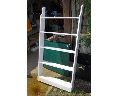 Painted wood five shelf bookcase/rack, 30'' x 61''.