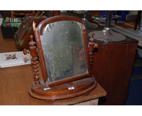 A Victorian Mahogany Swing mirror with bobbin turned upstands for restoration