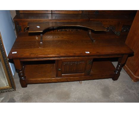 Old charm style coffee table with cupboard beneath and display shelf