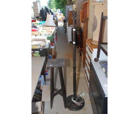 Standard lamp and wooden plant stand