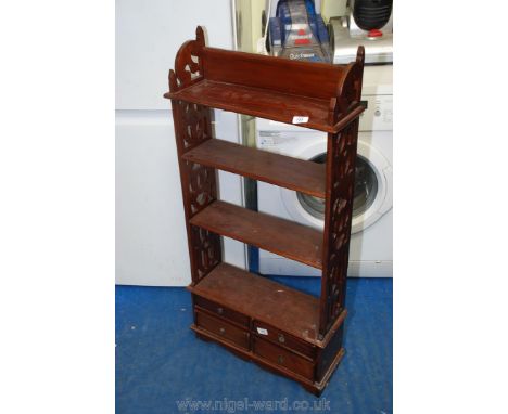 Modern four shelf book stand with four drawers to bottom