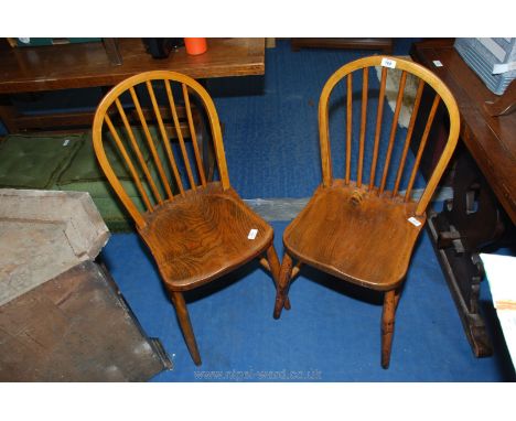 Pair of stick back kitchen chairs