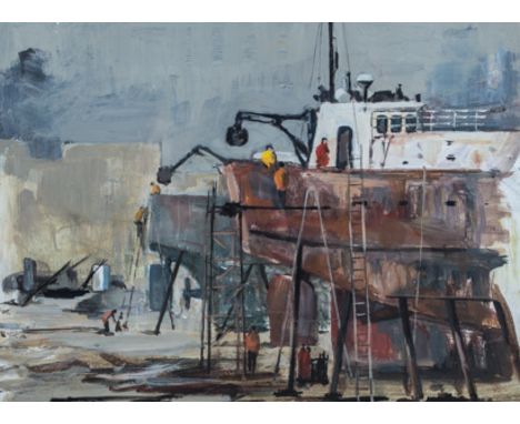 Arthur Scaife
Ship Building (1990)
mixed media
30cm x 38cm

Provenance: Acquired Leicester Sketch Club exhibition, 1990.

Thi