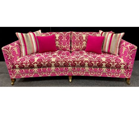 A Duresta ‘Hornblower type model’, 3 or 4 seat knoll sofa, slightly in-curved, or concave-shaped front, 87cm high (52cm to se