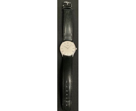 Longines  - a 4139 847 wristwatch, slim stainless steel case, silver dial, black Roman numerals, manual wind L847.4 17 jewel 
