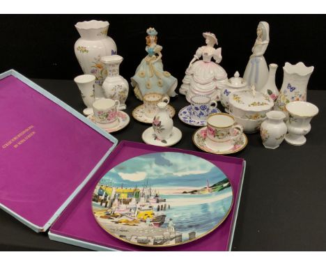 Ceramics - Aynsley 'Cottage Garden' ware including; vase, 23cm high, trinket box and jars; coffee cans and saucers, Spode 'Fl
