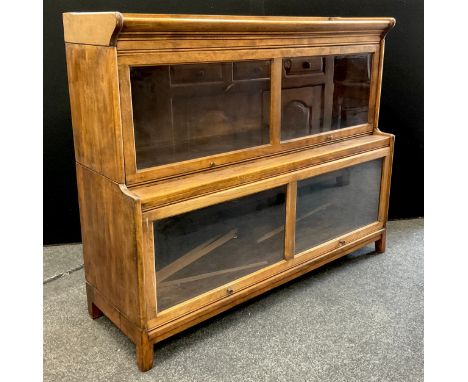 A Globe Wernicke style large two-tier sectional bookcase, 106cm high x 128cm wide x 40cm deep at base, (31cm deep top section