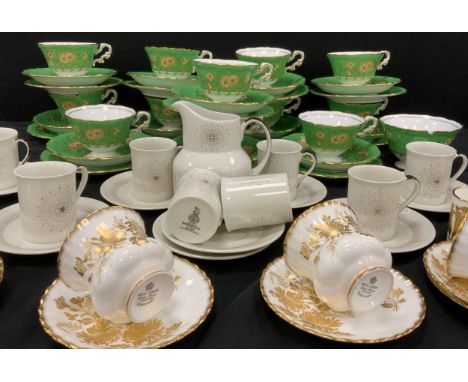 Tea services including; twelve Copeland Spode tea cups and saucers, conforming side plates, sugar bowl; four  Royal Albert ‘G