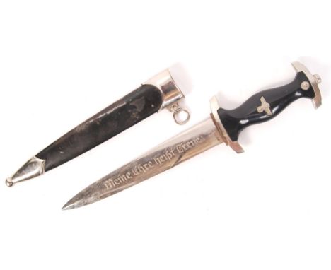 A 20th century WWII Second World War style reproduction Third Reich German NAzi ' SS ' Officer's dress dagger. With scabbard.