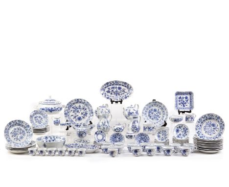 PORCELAIN SET, ONION PATTERN, 90 PIECES | DUBÍ (CZECH / BOHEMIAN) | marked: marked below | provenance: from the estate of the