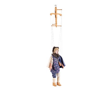 WOODEN MARIONETTE - SINGER WITH LUTE | BOHEMIA (CZECH / BOHEMIAN) | height of the puppet 52 cm (dimension of the puppet itsel