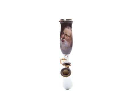 PORTRAIT OF A BEARDED MAN ON A PORCELAIN PIPE HEAD | JAN ZACHARIAS QUAST (CZECH / BOHEMIAN AROUND 1860) | around 1860 | lengt