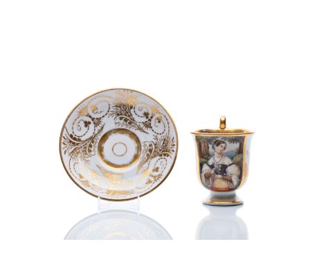 CUP WITH SAUCER | LOKET CASTLE (CZECH / BOHEMIAN DATED 1832) | dated 1832 | cup height 10 cm | marked: marked with a stamped 