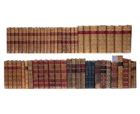 Bindings: A collection of c55 18th/19th century leather bound titles, part sets, Pepys, Carlyle, Lytton (19 of 20), Maunder e