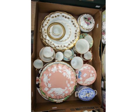 A collection of various Royal Crown Derby, comprising various plates, cups, saucers, vase, sucrier, etc, some depicting flora