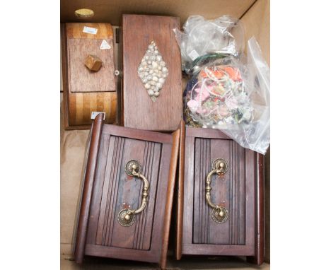 A box of assorted costume jewellery, including a 9ct gold ring set with diamond chip, assorted silver and enamelled jewellery