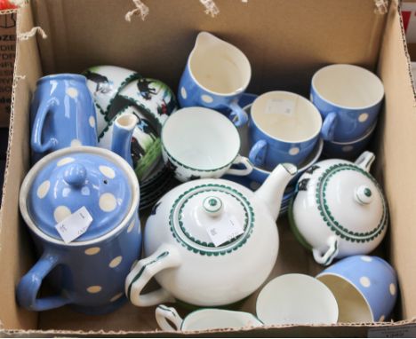 A T.G Green's Blue Domino coffee set, together with a child's German porcelain French CAT design tea service (15)