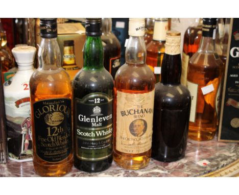 Buchanan Old Scotch whisky, John Haig & Co whisky, Glorious 12th, Glenhaven 12 year old. (4)