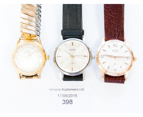 Two gent's vintage Roamer wrist watches, gold plated and steel, subsidiary seconds dial, circa 1960's and a gent's Oris gold 