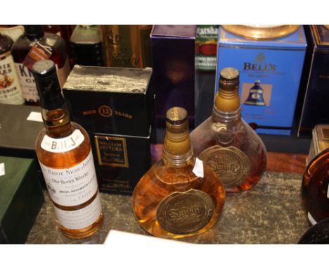Johnnie Walker Swing (2), William Pitters 12 year old whisky and Baillie Nicol Jarvie Old Scotch. (4)