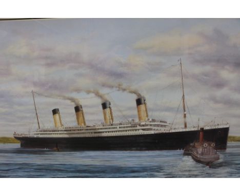 After S.W Fisher, a signed limited edition print 'The Titanic at Queenstown' No 405/500 - signed in pencil by the artist and 