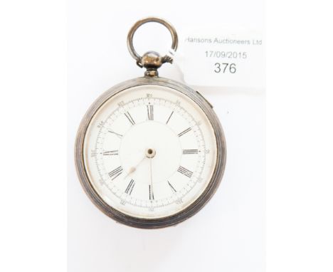 A silver cased chronograph pocket watch.
