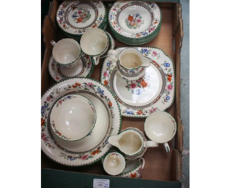 Two boxes of assorted ceramics comprising Copeland Spode, in the Chinese Rose pattern, comprising cups, saucers, side plates,