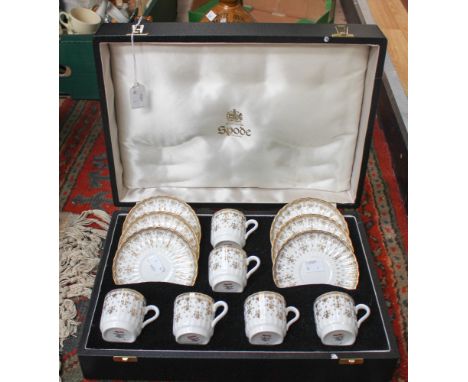 Boxed Spode coffee cans and saucers for six.