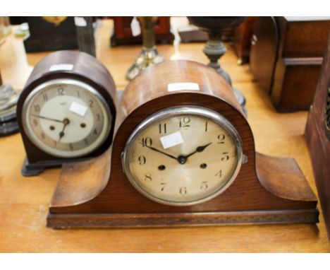 A Bakelite 'Smiths' mantle clock and Westminster chima Napoleon 'Helmet' clock 1920's. (2)