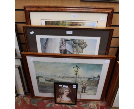After Rex Preston, a colour print of a rural scene, signed in pencil, together with a limited edition print after A. Forster 