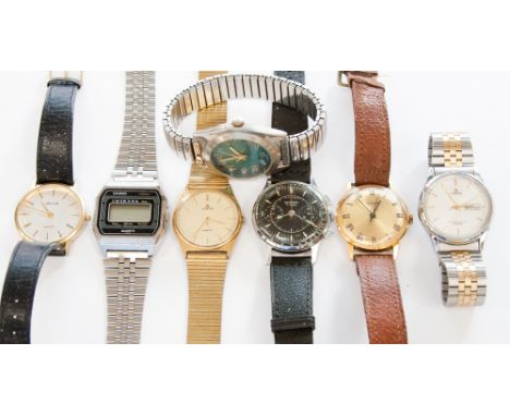 A collection of gentleman's wristwatches including Sekonda chronograph made in USSR, Lorus, Avia, etc.