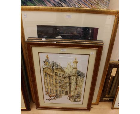***AMENDED DESCRIPTION - PLEASE NOTE WATERCOLOUR HAS BEEN WITHDRAWN***  Three architectural prints.