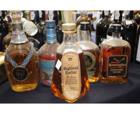 Highland Nectar Deluxr Scotch whisky, Findlaters Mar Lodge 8 year old, Scotia Royale, Beneagles Deluxe and Mackenzie 20 year 