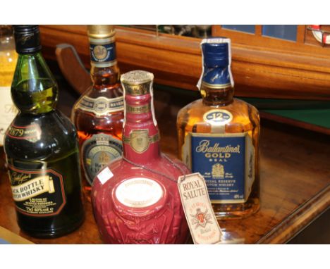 Chivas Brothers Royal Salute 21 year old Whisky, Royal Citation Whisky, Ballantine Gold Seal 12 year old and Black Bottle Sco