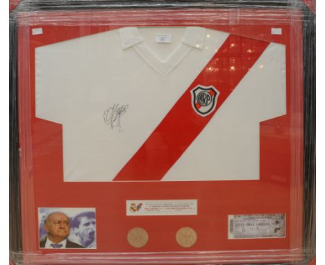 A signed Club Athletico River Plate shirt dated 2003 to include a match ticket, a picture of Alfredo Di Stefano and two comme