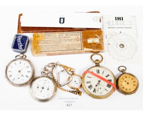 A group of watches, and scientific instruments, to include a pedometer, 9ct ladies wristwatch (9)