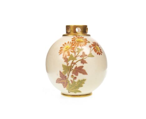 ROYAL WORCESTER VASE, of ovoid shape, painted with floral sprays in colours and gilt, printed marks in puce, shape number 103