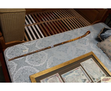 A copper collared walking stick