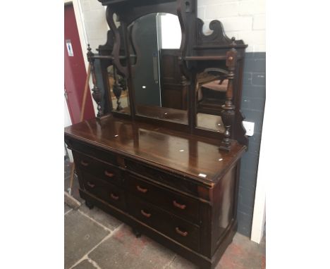 AN EDWARDIAN MIRROR BACK SIDEBOARD