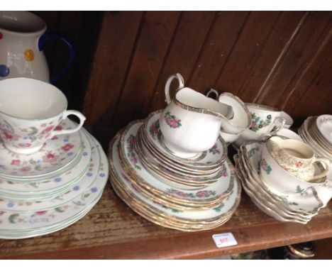 SHELF OF POTTERY AND CHINA