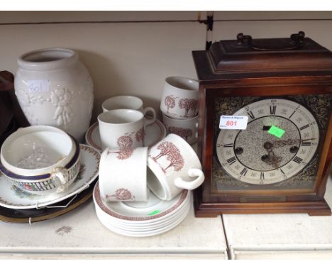 MANTEL CLOCK AND POTTERY ITEMS      C3