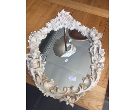 WHITE CARVED MIRROR   H72CM
