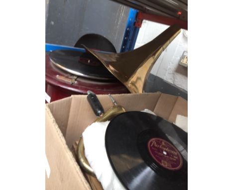 OLD RECORD PLAYER & RECORDS