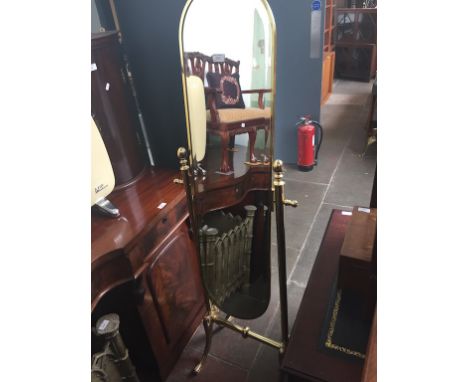 BRASS CHEVAL MIRROR. W50CM